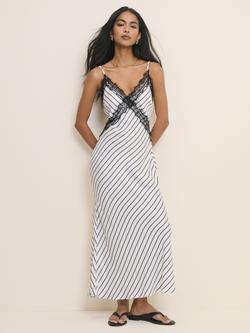 Nobody's Child Emerson Stripe Midi Slip Dress, White, White
