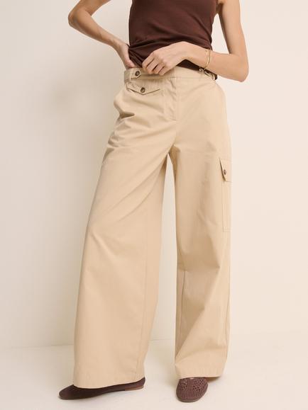 Nobody's Child Amaretto Wide Leg Cargo Trousers, Beige - view 2, Beige