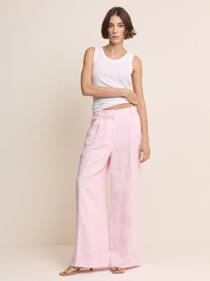 Nobody's Child High Waist Wide Leg Pleated Trousers, Pink, Pink