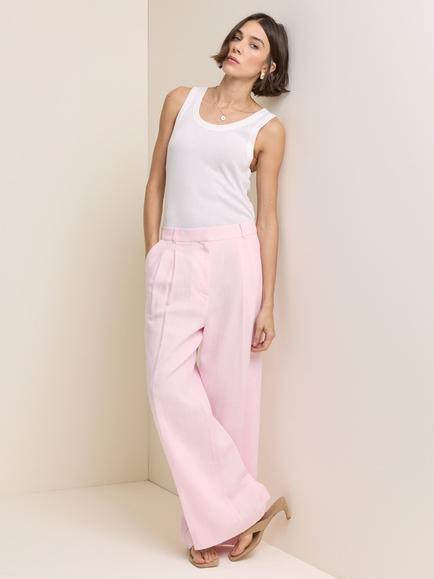 Nobody's Child High Waist Wide Leg Pleated Trousers, Pink - view 2, Pink