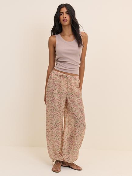 Nobody's Child Violet Floral Cuffed Trousers, Pink/Multi, Pink/Multi