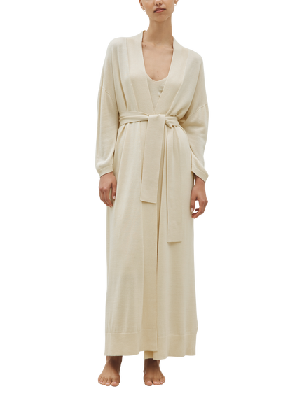 SHLEEP ShleepHalo™ Merino Silk Dressing Gown, Ivory Tusk
