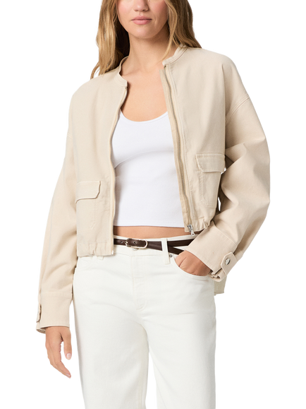 PAIGE Kiran Tie Waist Full Zip Jacket, Cream, Cream