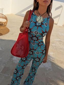 Never Fully Dressed Foldover Sun Trousers, Blue/Multi, Blue/Multi