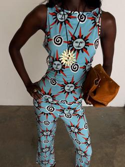 Never Fully Dressed Foldover Sun Trousers, Blue/Multi - view 2, Blue/Multi