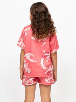 Minijammies Kids' Amelia Koi Fish Print Short Pyjama Set, Salmon Pink - view 2, Salmon Pink