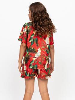 Minijammies Kids' Tara Bird Print Short Pyjama Set, Red - view 2, Red