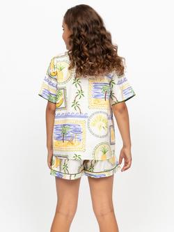 Minijammies Kids' Cora Postcard Print Short Pyjama Set, Green - view 2, Green