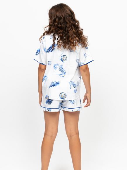 Minijammies Kids' Essie Sea Horse Short Pyjama Set, Dark Blue/Multi - view 2, Dark Blue