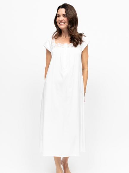 Nora Rose by Cyberjammies Aimee Shadow Stripe Nightdress, White, White