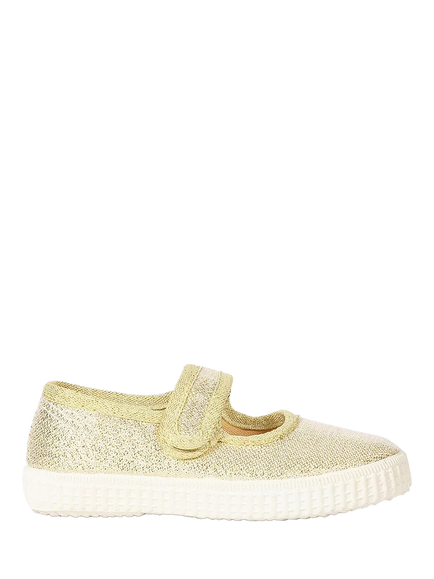 Trotters Kids' Hampton Martha Canvas Plimsolls, Gold