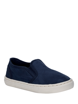 Trotters Kids' Hampton Canvas Shoreham Slip On Shoes - view 2, Navy