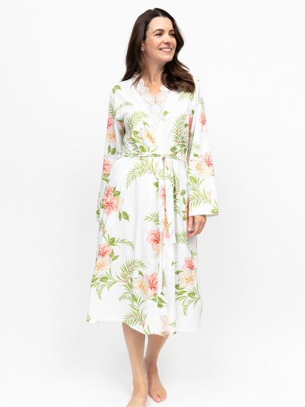 Nora Rose by Cyberjammies Aimee Floral Dressing Gown, White/Multi, White/Multi