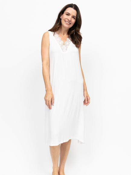 Nora Rose by Cyberjammies Aimee Scallop Trim Nightdress, White, White