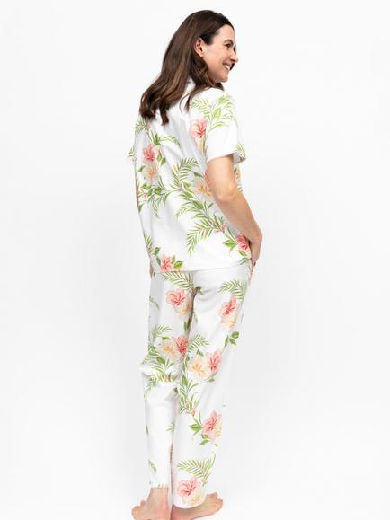 Nora Rose by Cyberjammies Aimee Floral Button Down Long Pyjama Set, White/Multi - view 2, White/Multi