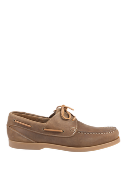 Jones Bootmaker Parsons Wide Fit Leather Boat Shoes, Tobacco, Tobacco