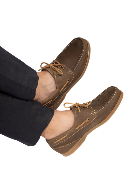 Jones Bootmaker Parsons Wide Fit Leather Boat Shoes - view 2, Tobacco