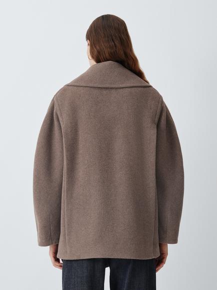 John Lewis J. Lewis Wool Rich Sculpted Peacoat, Taupe - view 2, Taupe