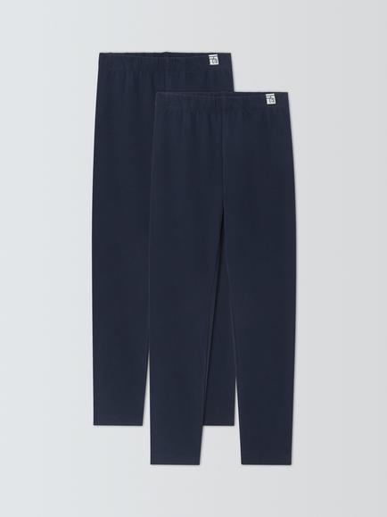 John Lewis Kids' Cotton Leggings, Pack of 2, Blue, Blue