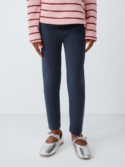 John Lewis Kids' Cotton Leggings, Pack of 2, Blue - view 2, Blue