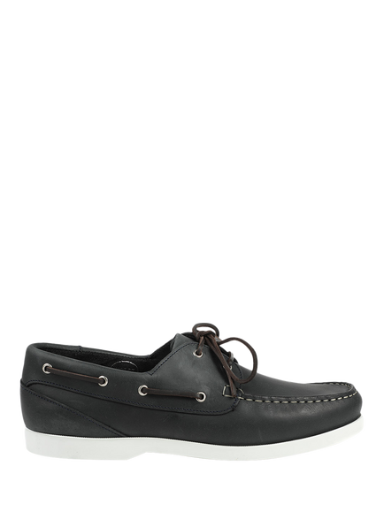 Jones Bootmaker Parsons Wide Fit Leather Boat Shoes, Navy
