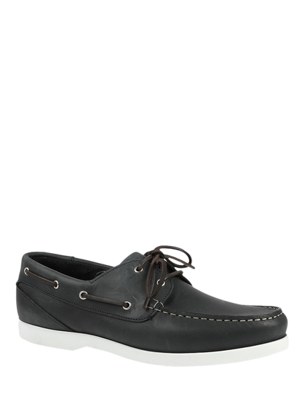 Jones Bootmaker Parsons Wide Fit Leather Boat Shoes - view 2, Navy