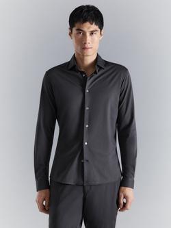 Mango Regular Fit Cotton Blend Shirt, Anthracite, Anthracite