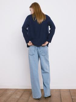 Mango V-Neck Draped Cardigan - view 2, Navy