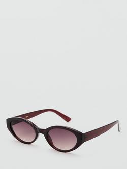 Mango Oval Frame Sunglasses, Red, Red/Red Gradient