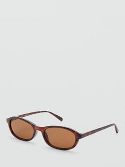 Mango Slim Oval Sunglasses, Chocolate - view 2, Tortoiseshell/Brown