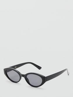 Mango Oval Frame Sunglasses, Black - view 2, Black/Grey