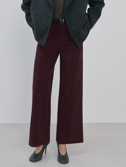 Mango High Rise Stretch Wide Leg Jeans, Wine, Wine