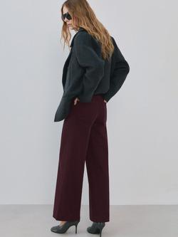 Mango High Rise Stretch Wide Leg Jeans, Wine - view 2, Wine