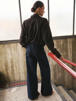 Mango Mid Rise Wide Leg Jeans, Blue - view 2, Blue