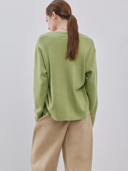 Mango V-Neck Long Sleeve Jumper, Green - view 2, Green