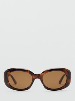 Mango Oval Oversized Sunglasses, Chocolate, Tortoiseshell/Brown