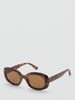 Mango Oval Oversized Sunglasses, Chocolate - view 2, Tortoiseshell/Brown