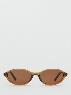 Mango Slim Oval Sunglasses, Brown - view 2, Brown/Brown