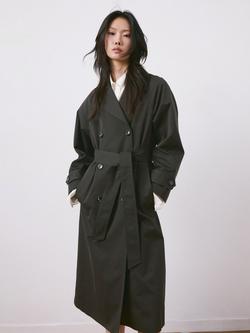 Mango Double Breasted Belted Trench Coat, Chocolate, Chocolate