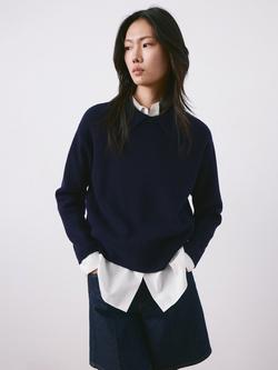 Mango Collared Long Sleeve Jumper, Navy, Navy