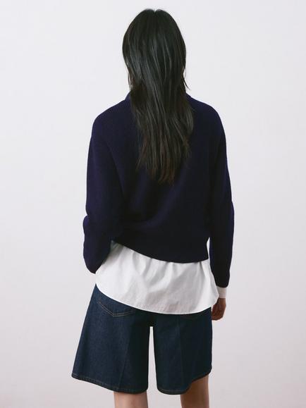 Mango Collared Long Sleeve Jumper, Navy - view 2, Navy