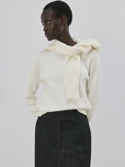 Mango Round Neck Button Cuff Jumper, Beige - view 2, Beige