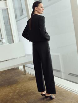 Mango Mid Rise Straight Cropped Trousers, Black - view 2, Black