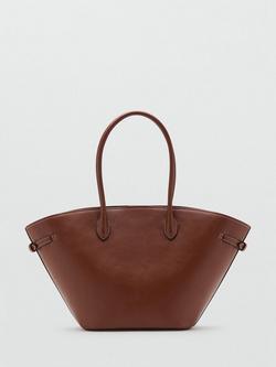 Mango Arched Handle Structured Tote Bag, Brown, Brown