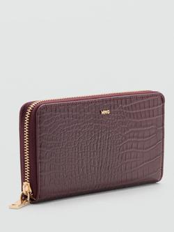 Mango Croc Embossed Purse, Bordeaux - view 2, Bordeaux