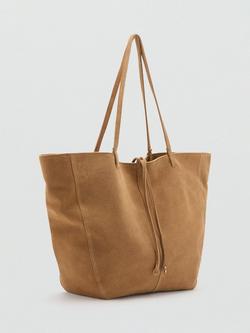 Mango Pure Suede Shopper Tote Bag, Leather - view 2, Leather