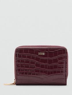 Mango Croc Embossed Compact Purse, Bordeaux, Bordeaux
