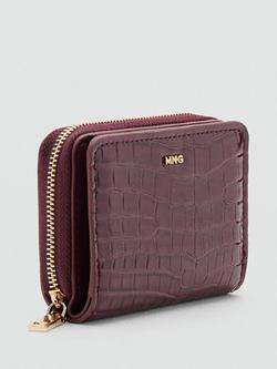 Mango Croc Embossed Compact Purse, Bordeaux - view 2, Bordeaux