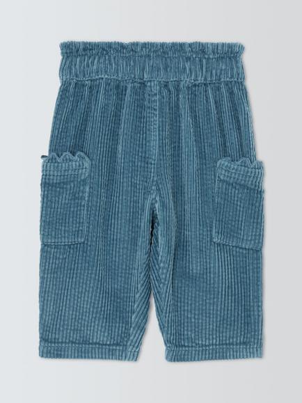 John Lewis Baby Corduroy Frill Trousers, Dark Green, Dark Green