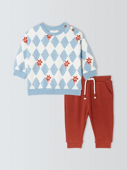 John Lewis Baby Harlequin Star Fox Sweater & Joggers Set, Multi, Multi
